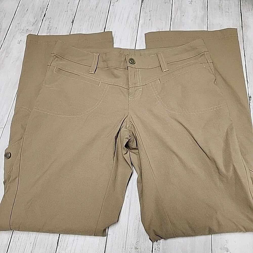 Athleta Active Hiking Pants Zip/Drawstring Tie Mesh Lined Pockets Flare Size 4P